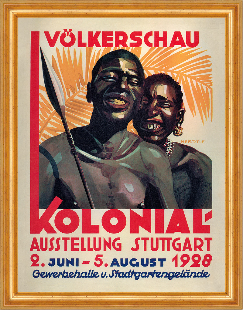 Völkerschau Kolonial Ausstellung Herdtle Ausstellung  Plakate A3 435 Gerahmt
