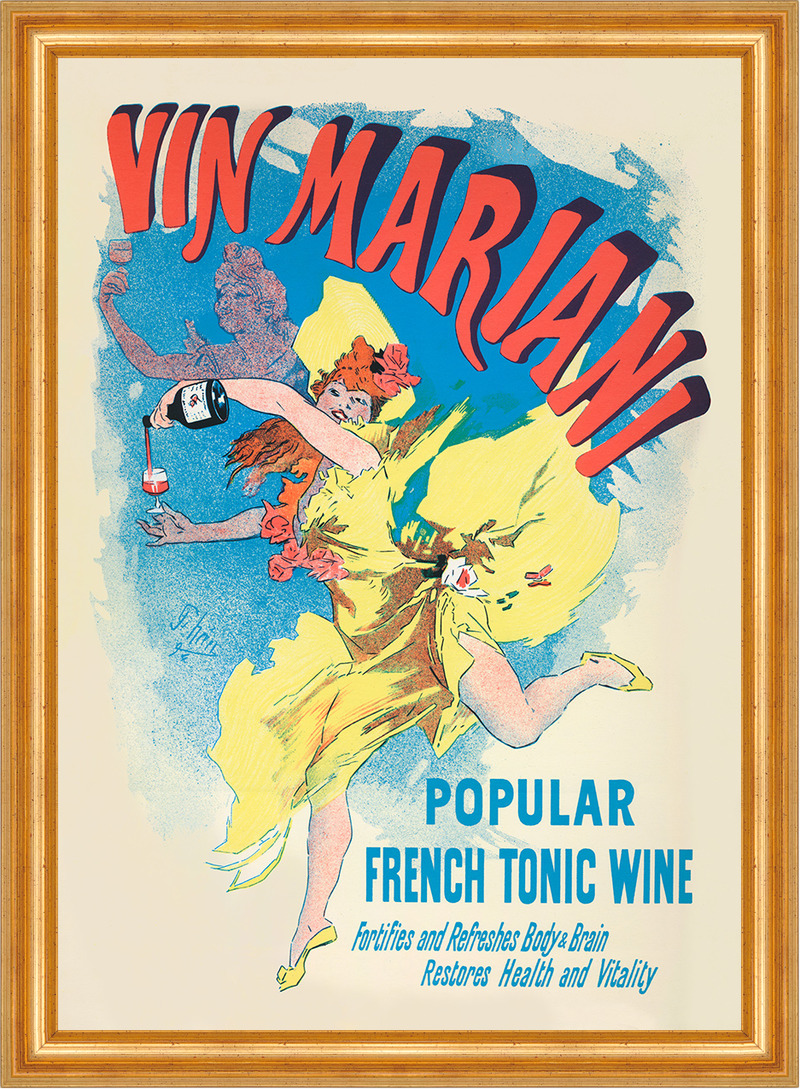 Vin Mariani French Tonic Wine Jugendstil Flasche  Cheret Plakate A3 436 Gerahmt