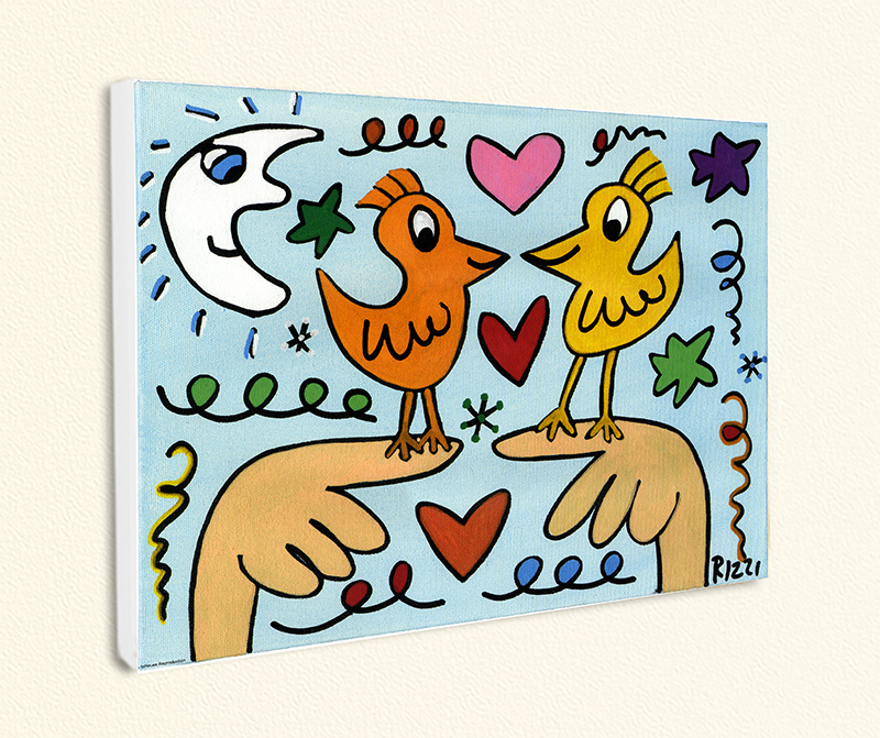 Love those Lovebirds PopArt Liebe Vögel Herz Kunstdruck