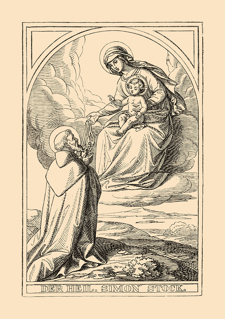 Der heilige Simon Stock Karmeliten Einsiedler St. Holzstich Sankt A4