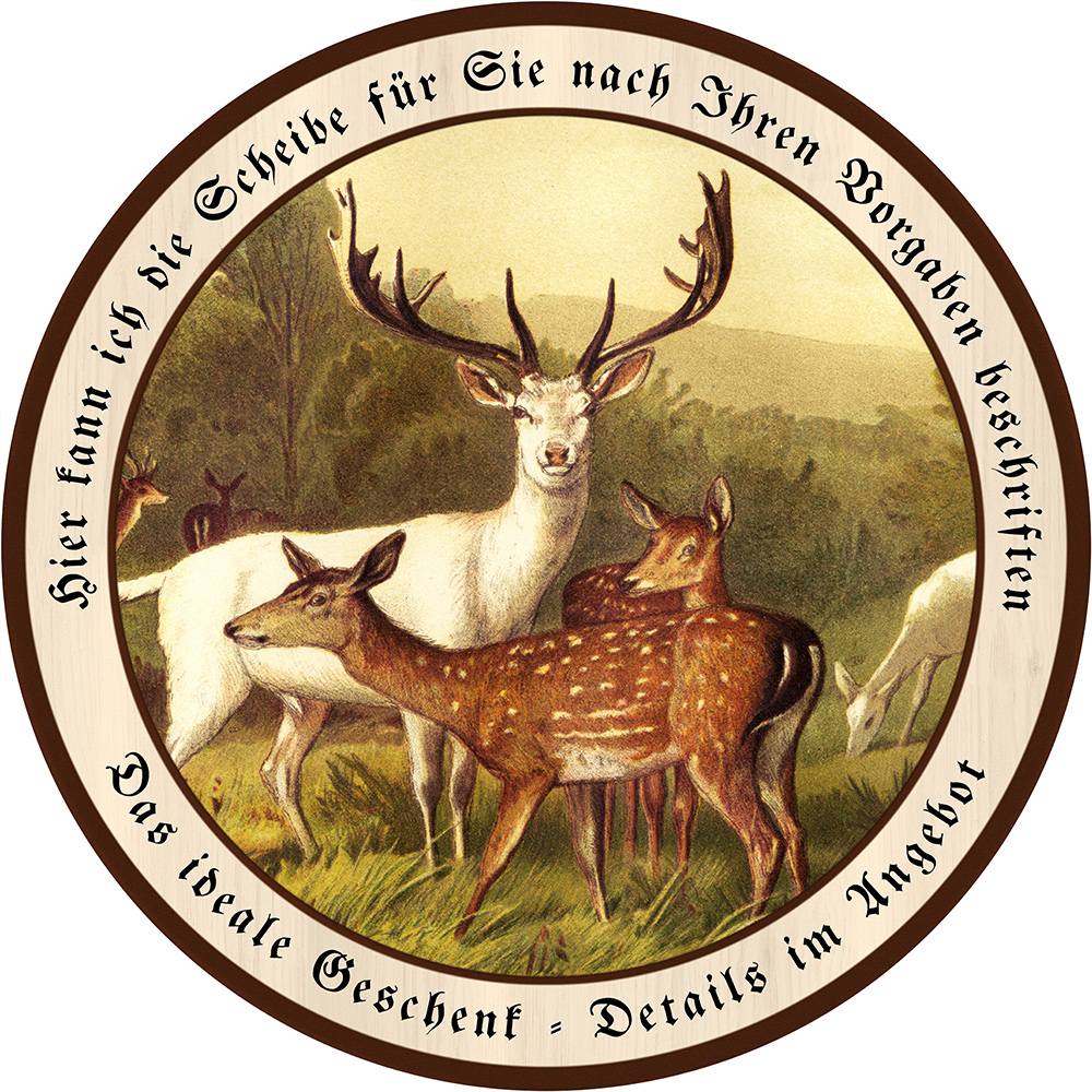 Röhrender Hirsch mit Hirschkühen Jagdscheibe Schützenscheibe 55cm Wunschtext 72 